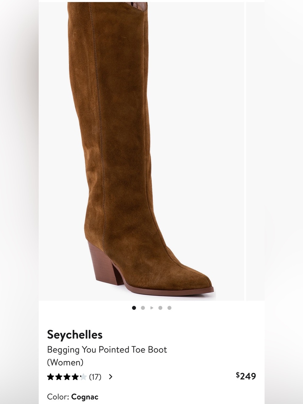Seychelles begging you slouch boot in suede cognac